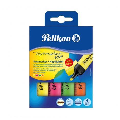 Zakreślacze Pelikan 490 Fluo, 4 kolory